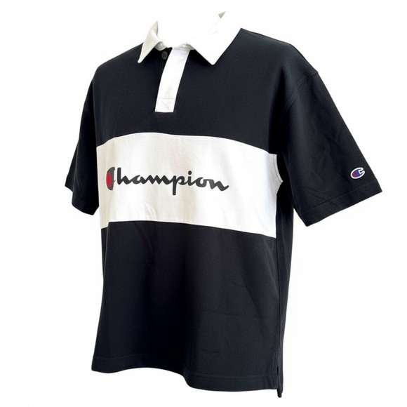 Champion Rugby Shirt Black and White Mens NWT - Picture 3 of 3